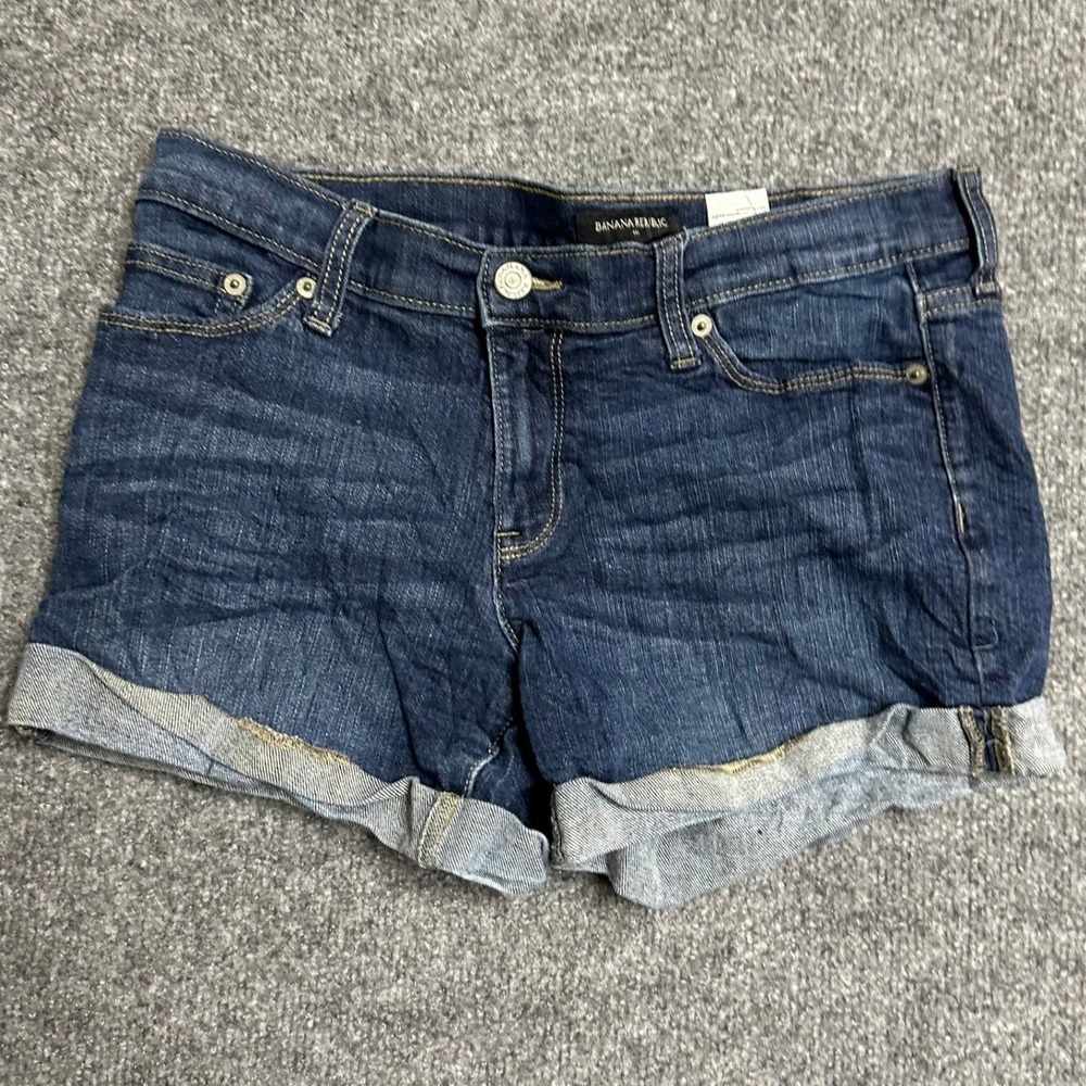 Banana Republic Denim Shorts Womens Size 6 Dark Wash Cuffed Stretch Boyfriend